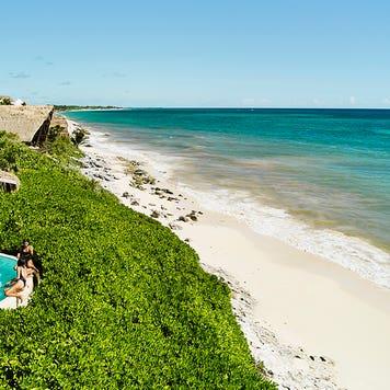 hotel pool by the beach