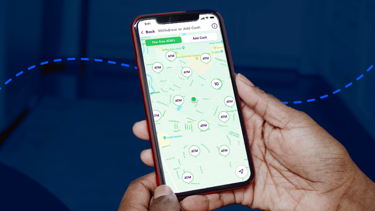 Mobile phone with ATM locations on the screen