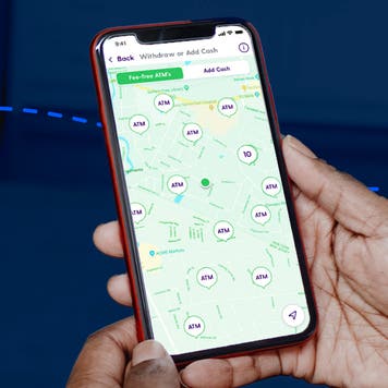 Mobile phone with ATM locations on the screen