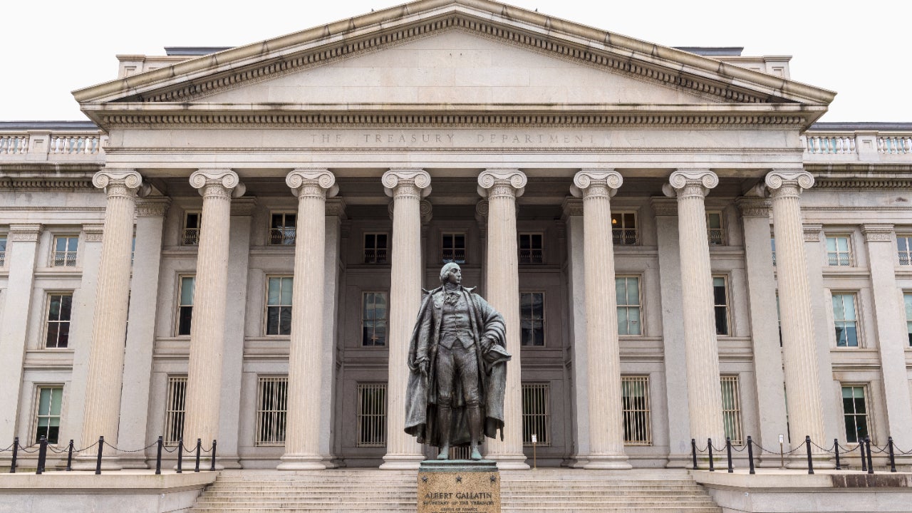 A picture of the U.S. Treasury building