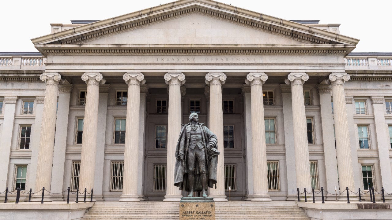 A picture of the U.S. Treasury building