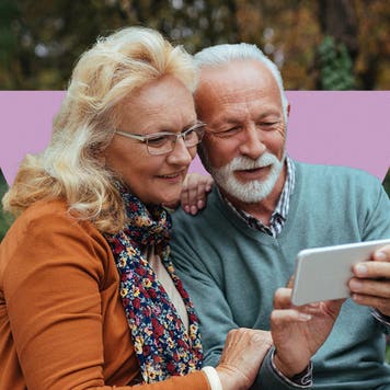 Older couple on a park bench