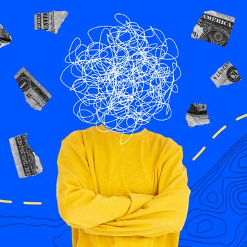 Illustration of American with money