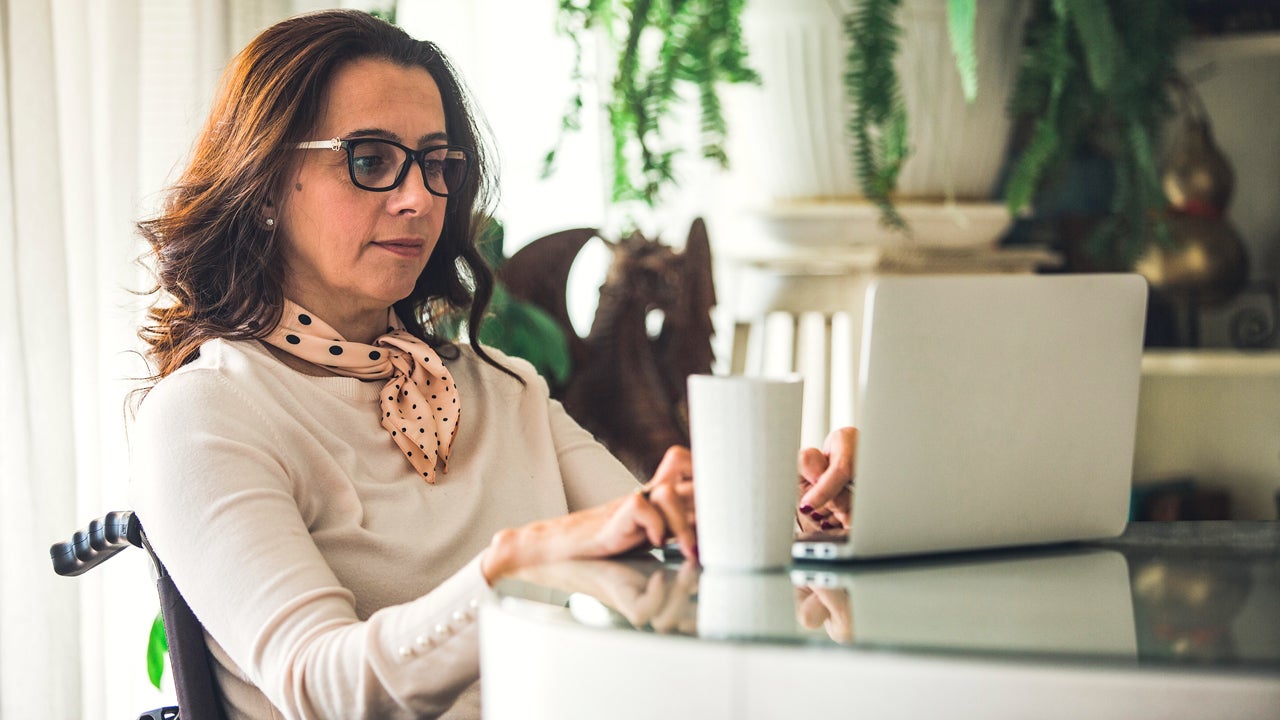 woman working on a computer