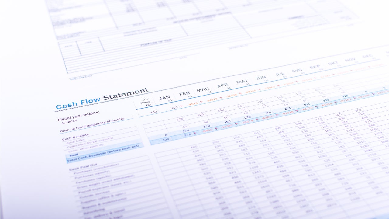 A partial view of a cash flow statement
