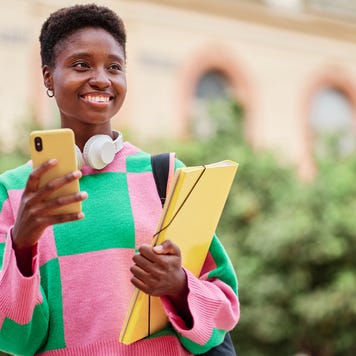 College student on phone