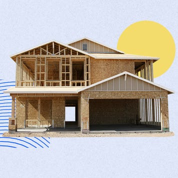 An illustration of a home under construction