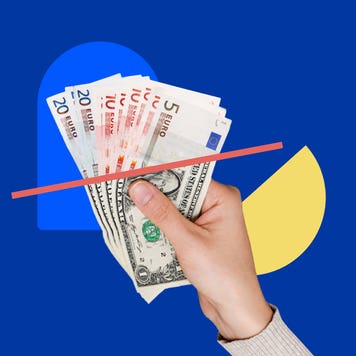 illustration of person holding money from different countries