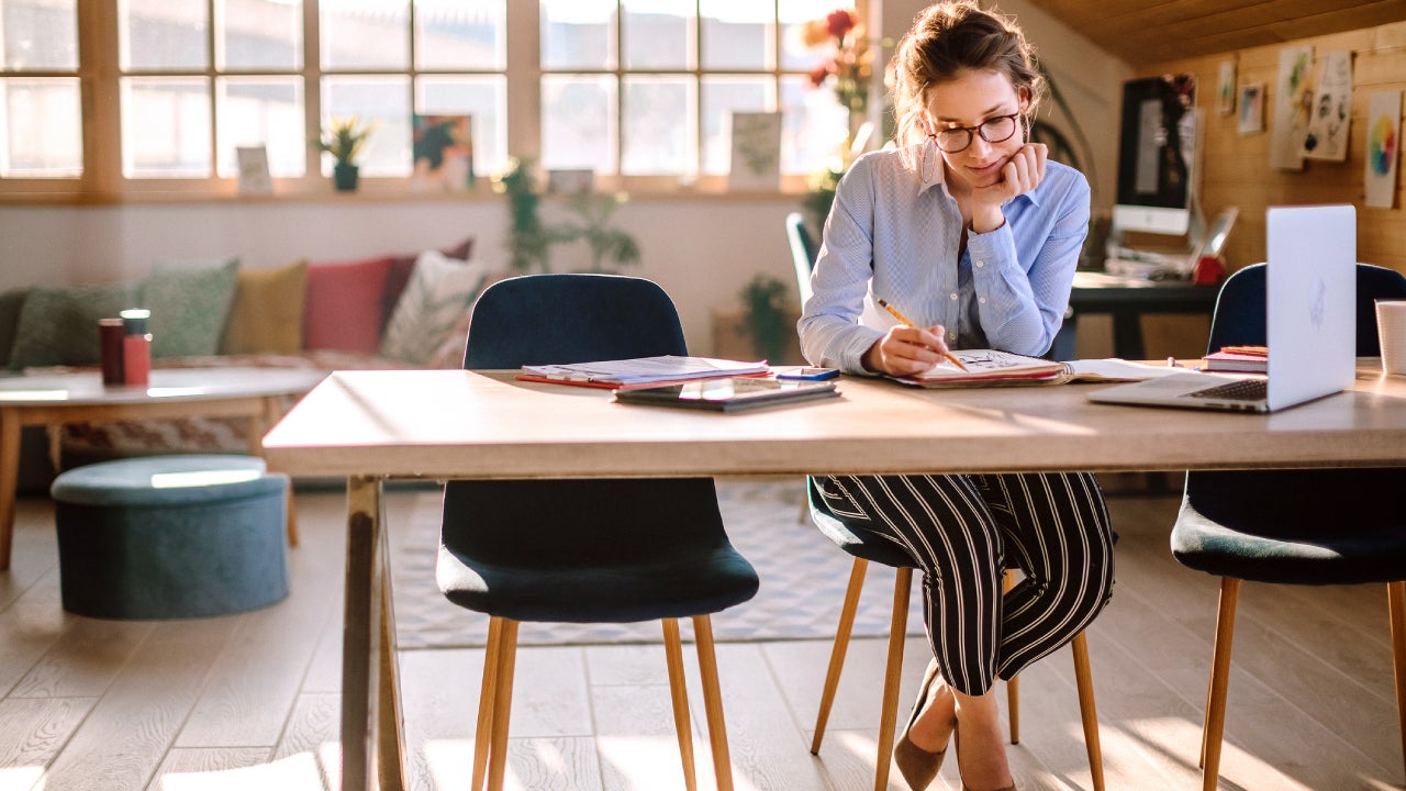 Young designer working from home