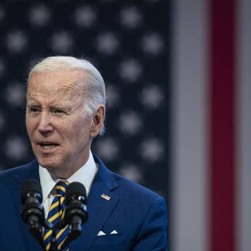 US President Joe Biden speaks at International Brotherhood of Electrical Workers (IBEW) Local 26 in Lanham, Maryland, US, on Wednesday, Feb. 15, 2023.