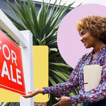 companies that buy houses for cash - real estate agent putting up for sale sign