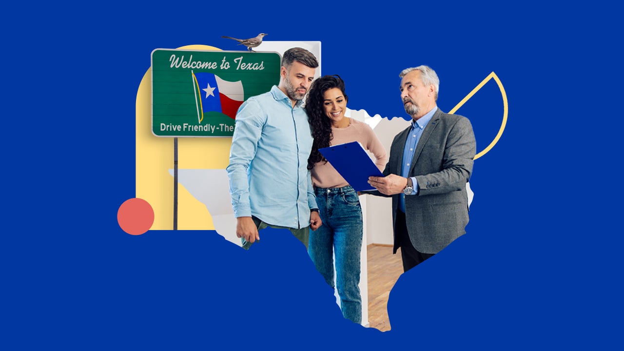 Illustrated image with 3 people reviewing documents