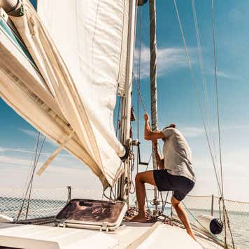 Man sailing on a boat