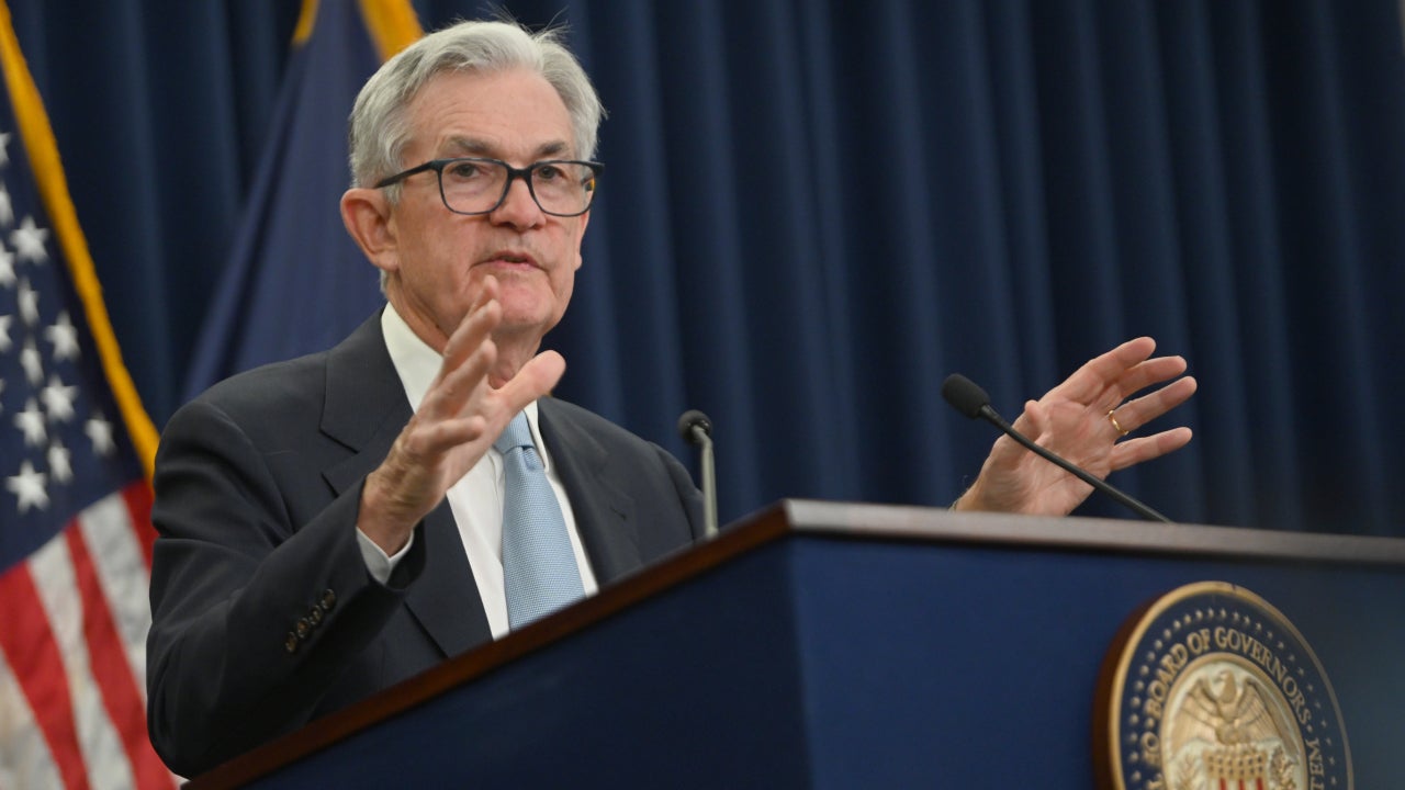 Chairman of the US Federal Reserve Jerome Powell speaks during a news conference