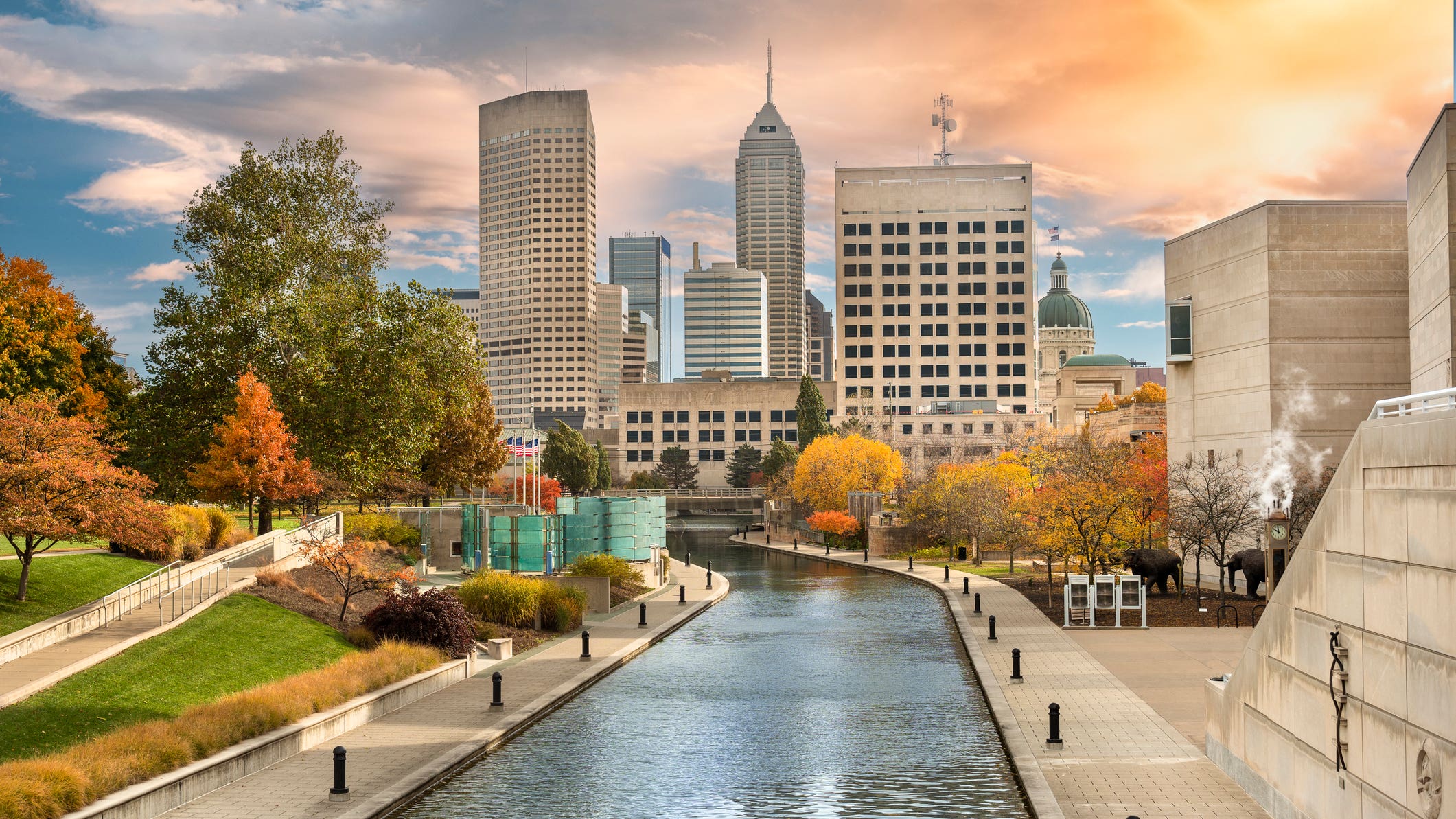 indianapolis housing market - view of skyline and central canal walk