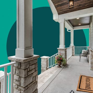 Illustrated design featuring a front porch entryway