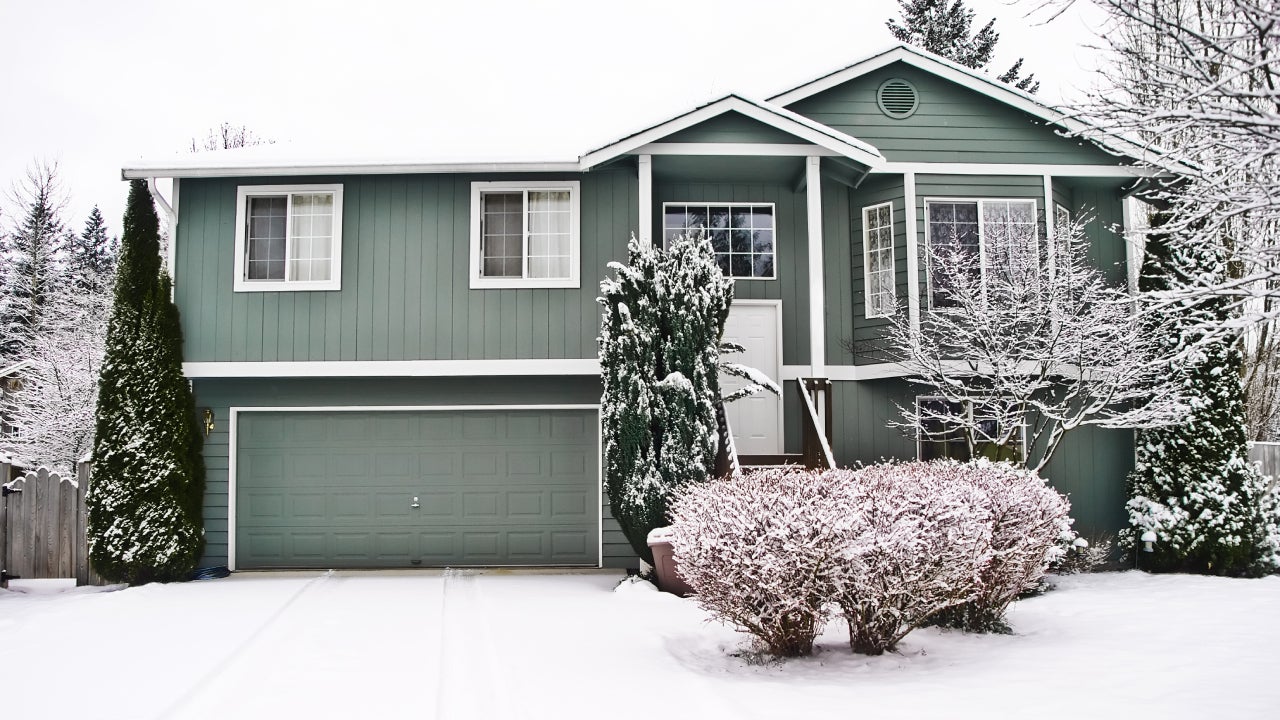 Split level home after first snow fall of the season.