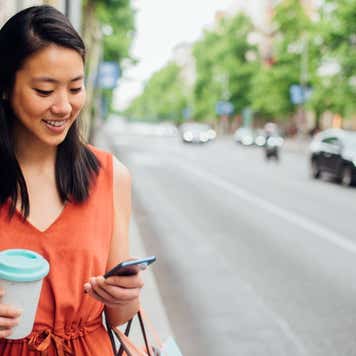 Young woman walking on the street