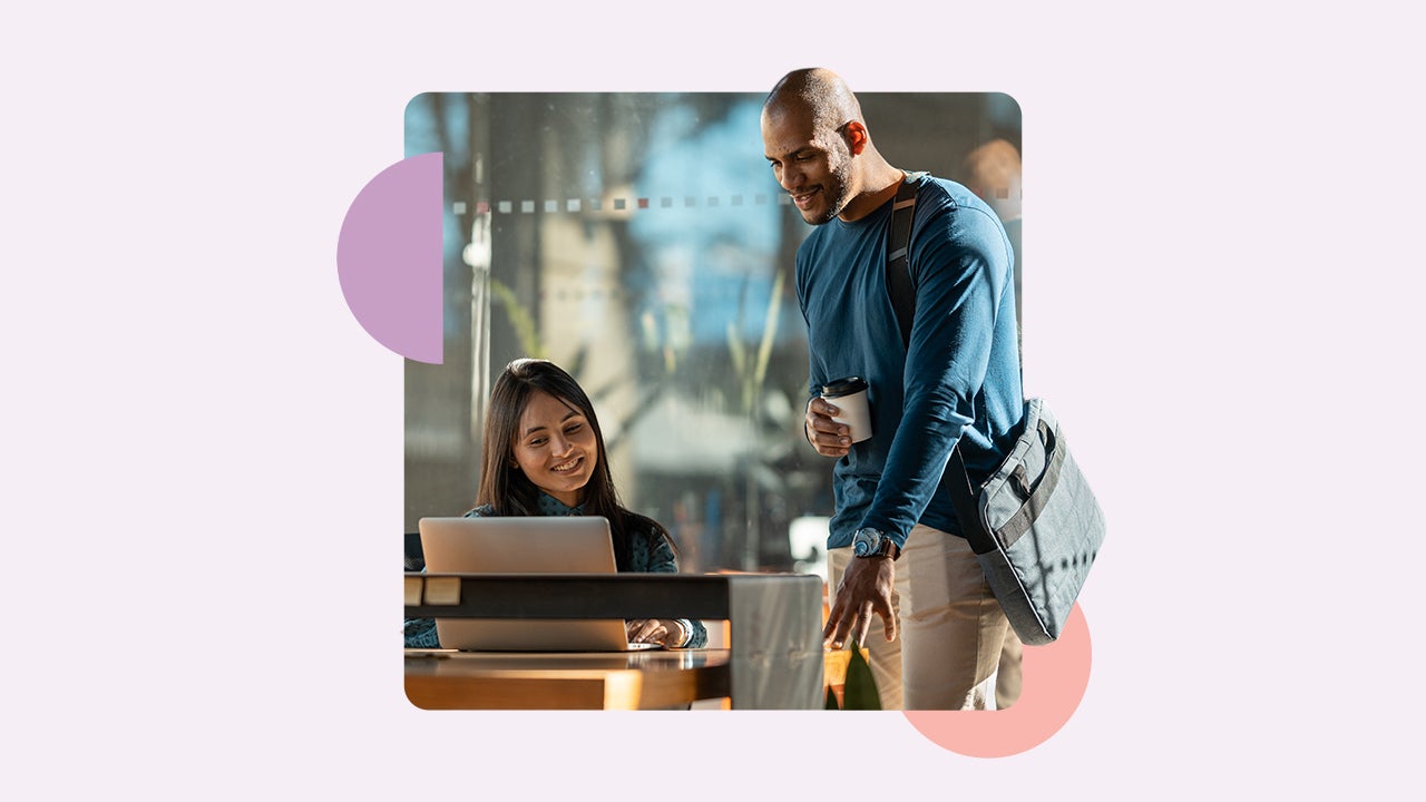 Coworkers discussing a project