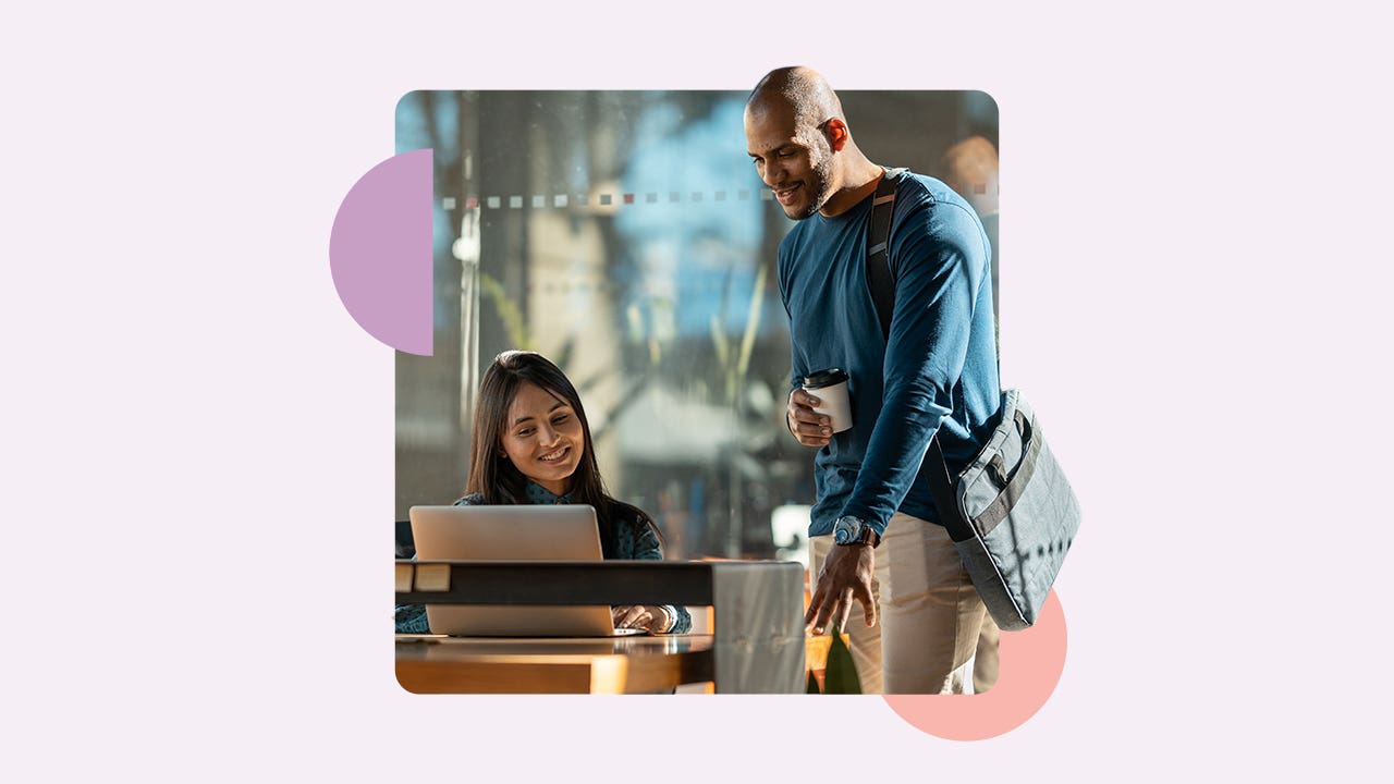 Coworkers discussing a project