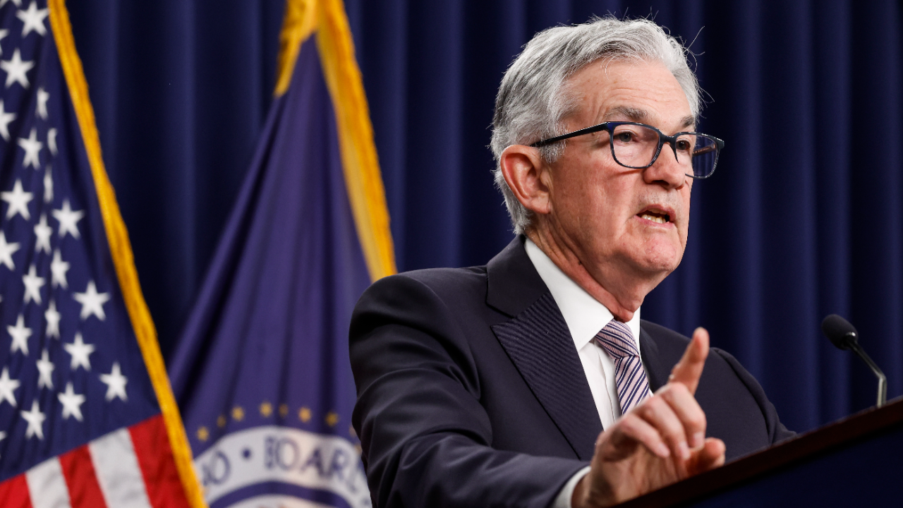 Federal Reserve Chair Jerome Powell speaks at a post-meeting press conference