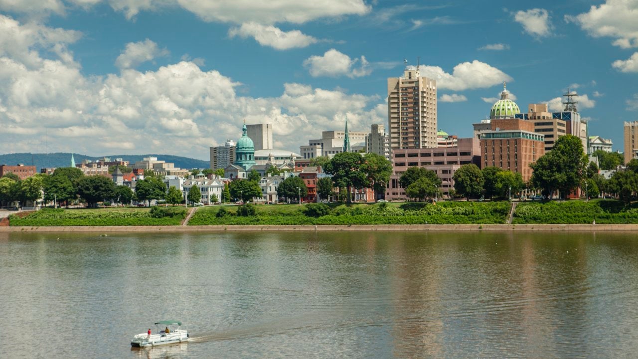 Harrisburg skyline along the banks of the Susquehanna River