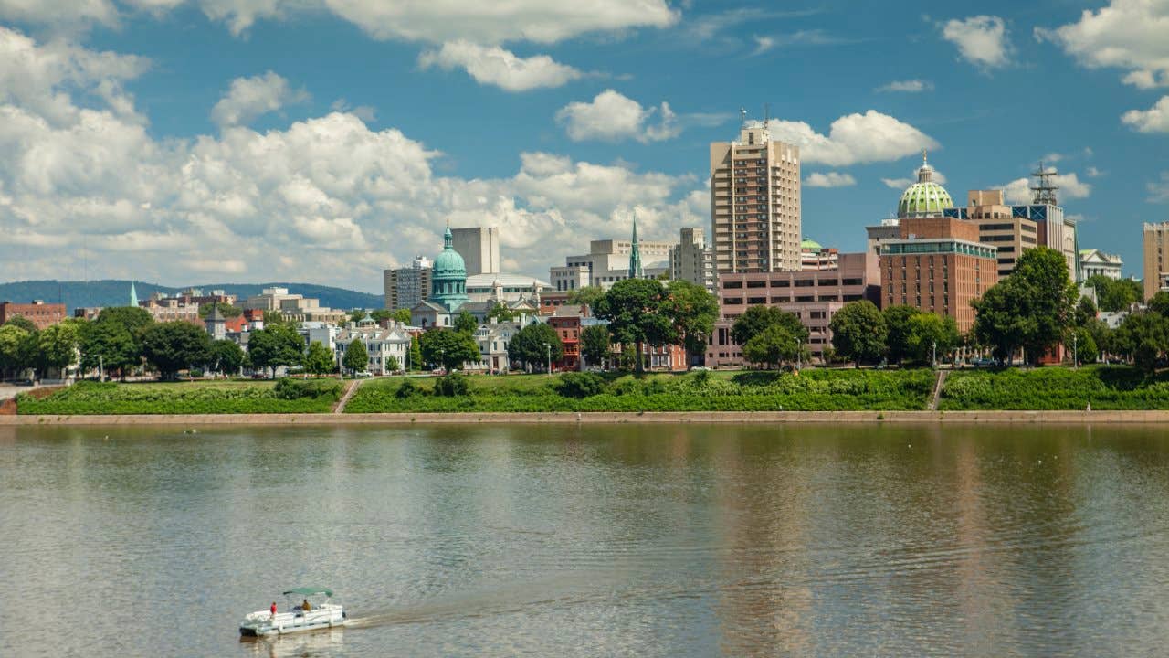 Harrisburg skyline along the banks of the Susquehanna River