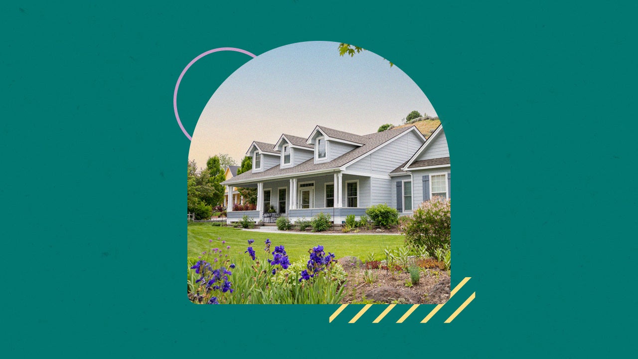 Illustrated design of a house with a large front yard