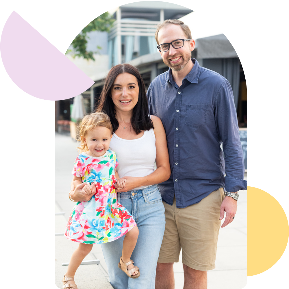 Young family taking a casual portrait