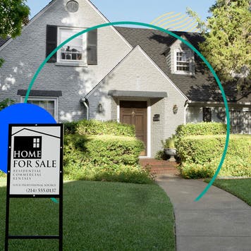 how to buy a house - suburban home photo illustration