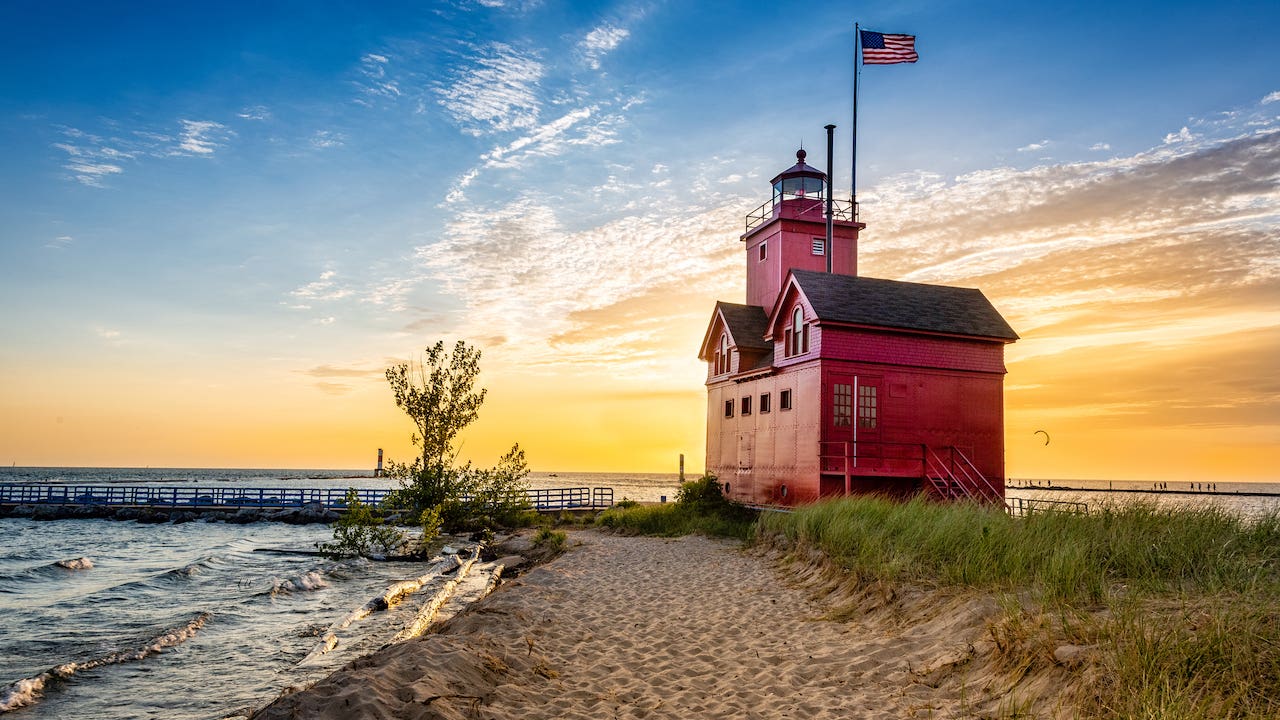 "big red" lighthouse holland, mi - michigan housing market