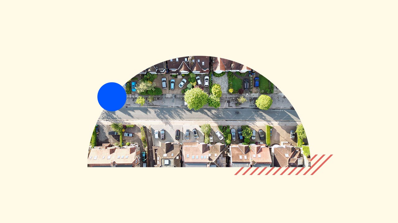 suburban homes as seen from above - photo illustration