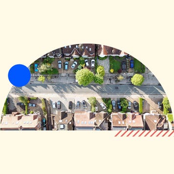 suburban homes as seen from above - photo illustration