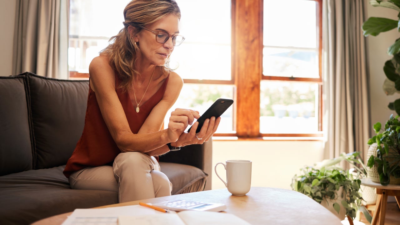 Woman looking at cellphone