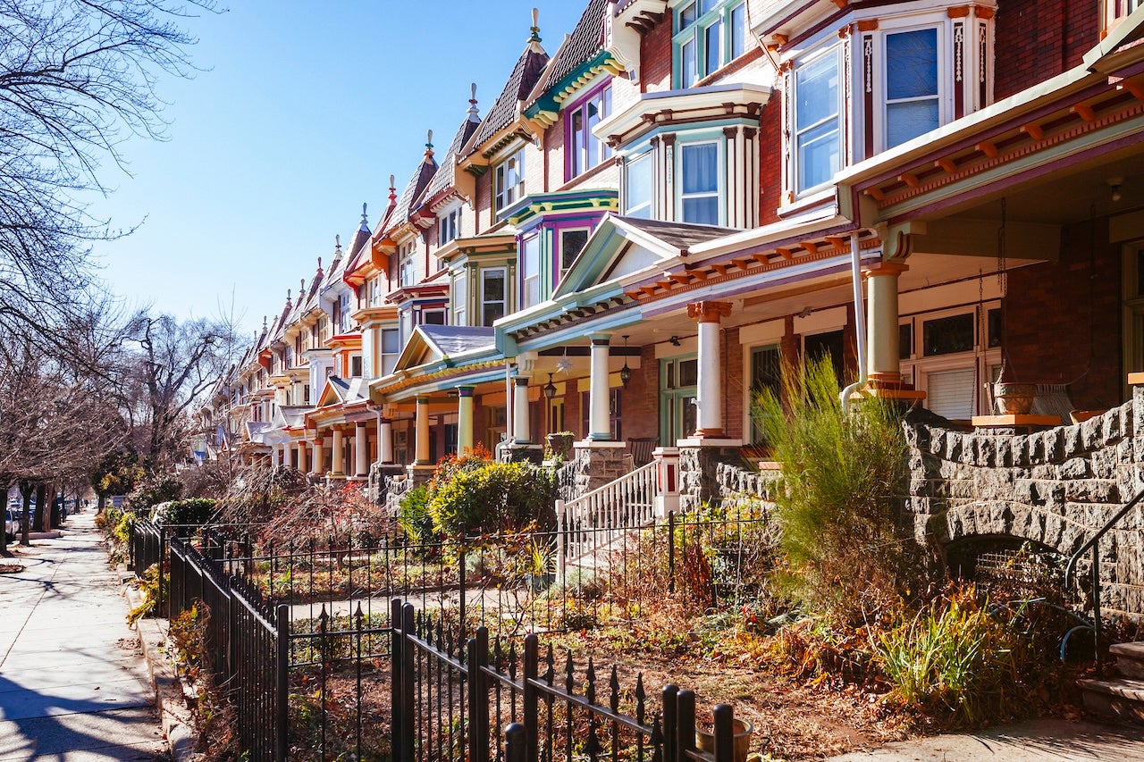 colorful row houses in baltimore maryland