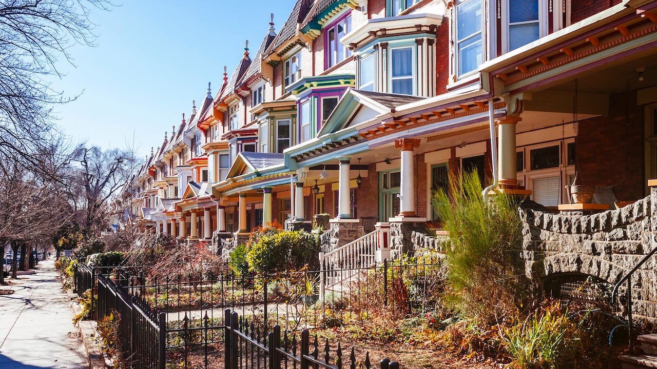 colorful row houses in baltimore maryland