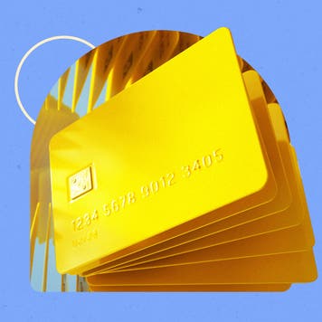 design element of multiple golden credit cards
