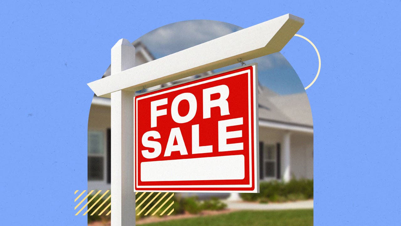 A large "for sale" sign