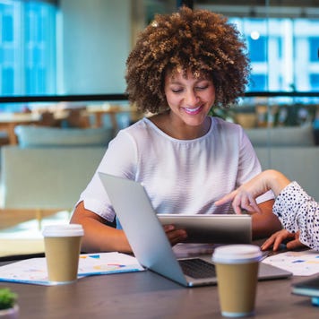Business colleagues having a conversation
