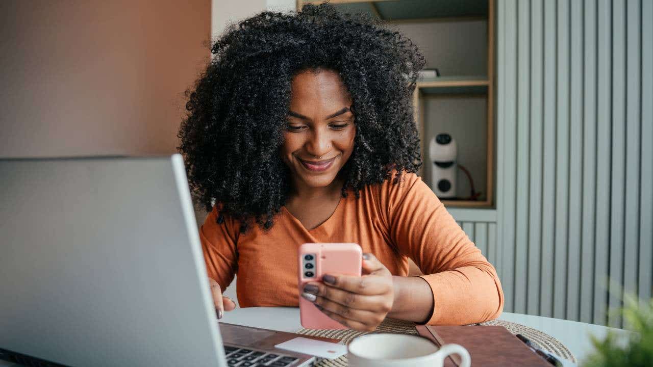Young woman shopping online