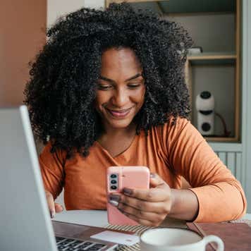 Young woman shopping online
