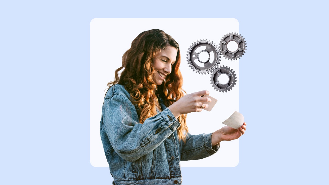 Person depositing a check online with a phone