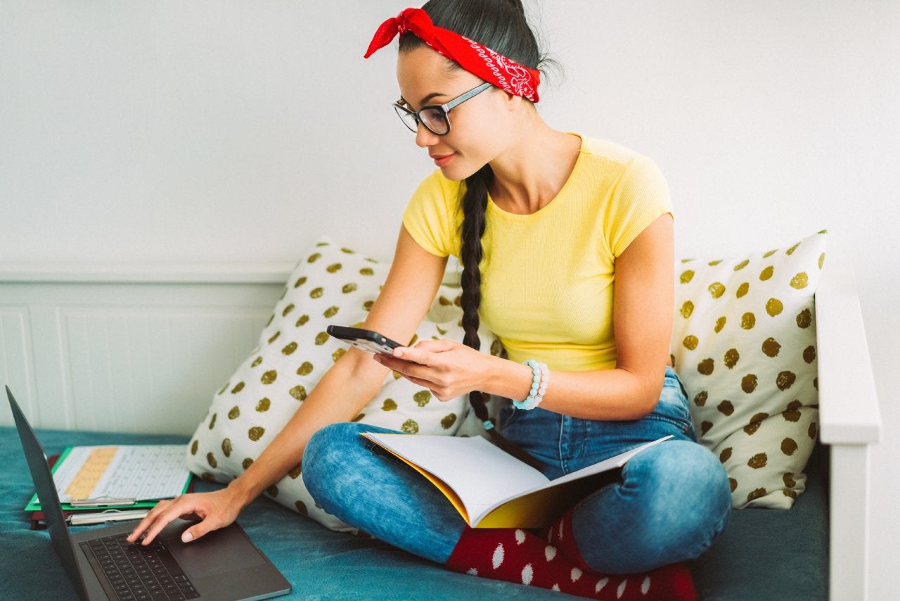 Woman working from home