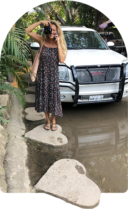 Katie Kelton takes a work call while working remotely