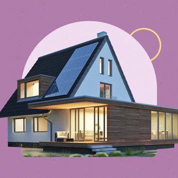 A house on an abstract background.