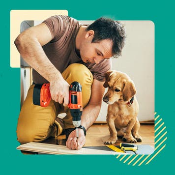 A man does a DIY project.