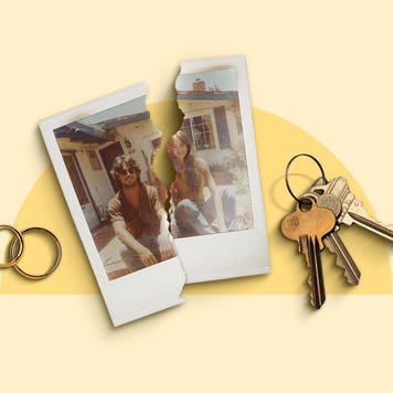 Image collage featuring a photograph torn in two