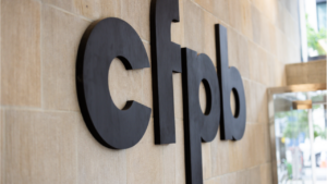 CFPB building sign at an angle