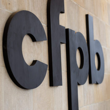 CFPB building sign at an angle