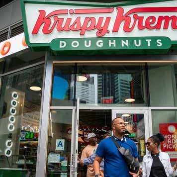 Exterior of a Krispy Kreme store.